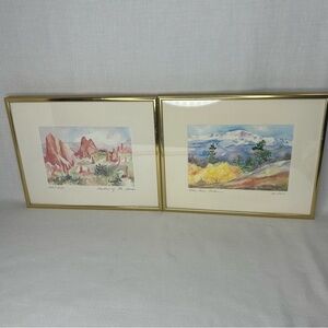 Lora Coley Framed & Numbered 8”x10”Landscape Watercolor Prints with Gold Frames